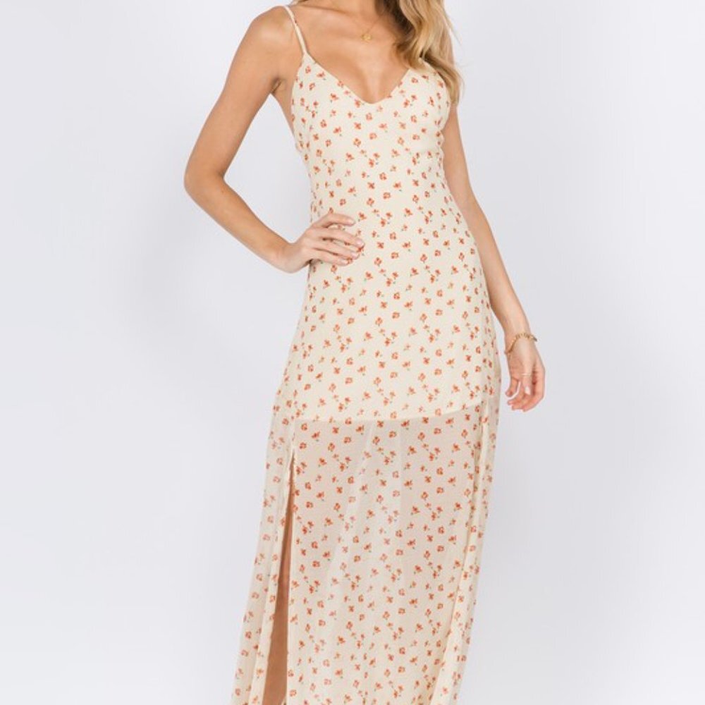 Yellow Floral Summer Maxi Dress With Back Ruffle - Picture 9 of 13